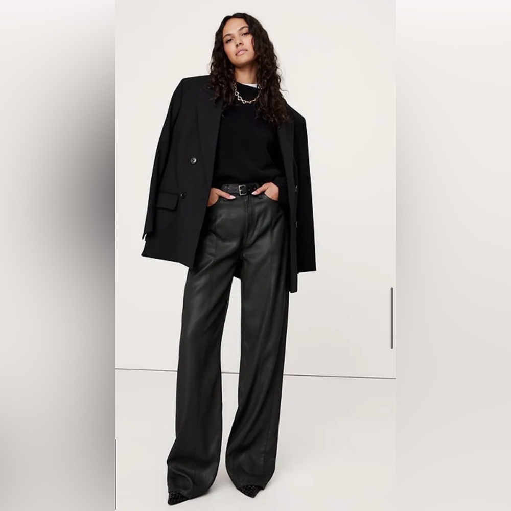 Banana Republic Black Coated Denim Pintuck Jean